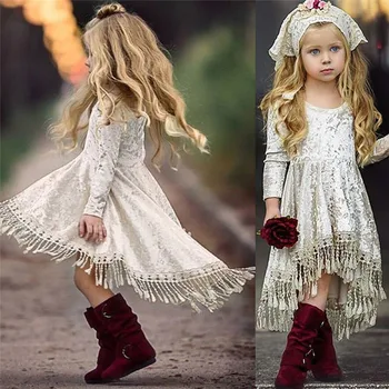 Прекрасна коледна рокля за бебе - момиче Детски момичета принцеса рокли кадифе пискюл цвете шаферка сватбена рокля 1-5T