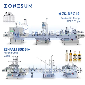 ZONESUN Персонализирана настолна производствена линия Бутилка Течно пълнене Машина за етикетиране Опаковъчно решение ZS-DPCL2