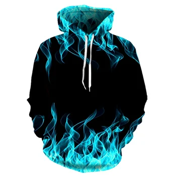 Colorful Flame Hoodie Men Women 3D Printe Fire Hooded Pullover Autumn Casual Funny Unisex Sweatshirts Streetwear