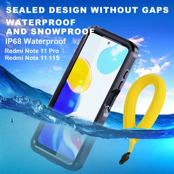 Fran-CJ IP68 водоустойчив калъф за Xiaomi Redmi Note 11 Pro 11S Пълна удароустойчива броня Плуване на откритоГмурканеПодводен капак на телефона