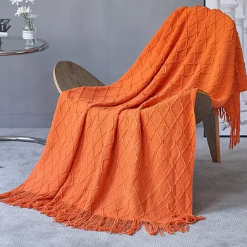 скандинавски трикотажни пискюл одеяло диван покритие офис климатик хвърлят одеяло мека легло лист безплатна доставка Домашен текстил