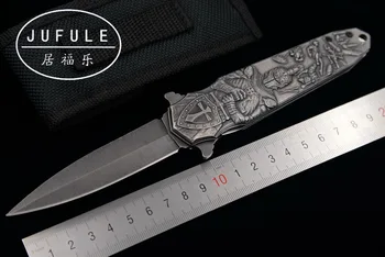 JUFULE Оригинален дизайн Crusader 9Cr18MoV сгъваем къмпинг ловен джоб Оцеляване EDC инструмент Тактически открит плавник кухненски нож
