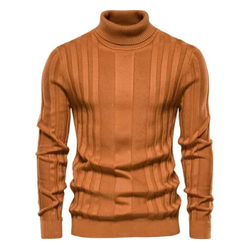 2023 Есен Нови мъжки висока яка случайни трикотажни топло дъно риза мъжки плътен цвят пуловер голям