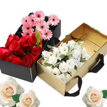 NICEYARD Преносима цветна десертна подаръчна кутия Сгъваема кутия за цветна хартия с PVC капак Кутия за опаковане на цветя DIY Сватбено парти занаят