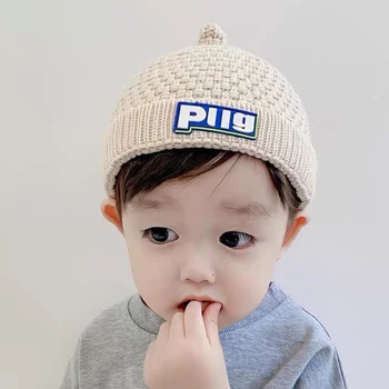 2023 Корея Бебе плетена шапка Бебе Beanie за момичета Момчета Сладко бебе Бебе Капачки на капака Еластични детски шапки Аксесоари за новородени бебета