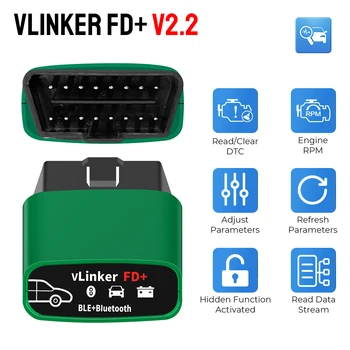 Инструменти за диагностика на автомобили J2534 ELM327 OBD 2 скенер код четец vLinker FD + V2.2 за FORScan за Ford Bluetooth-съвместим 4.0 WIFI