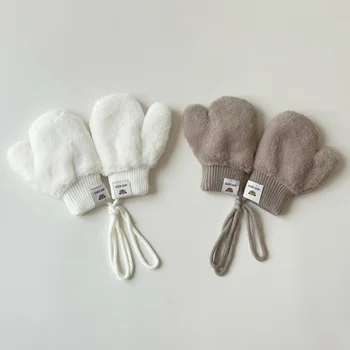 2023 Нови бебешки ръкавици зимни имитация зайче коса ръкавици за деца на открито топло момчета момичета ръкавица бебе аксесоари 1-4 години