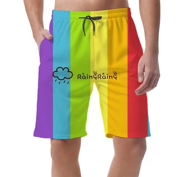 3D цветни райета отпечатани шорти панталони за мъже облекло хип-хоп y2k борда шорти лято хавайски бански Cool сърф бански