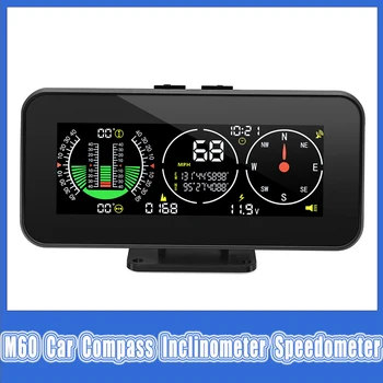 NEW Автомобилен компас Инклинометър Кола GPS скоростомер Офроуд аксесоари Кола HUD Head Up дисплей Аларма за превишаване на скоростта M60 Инклинометър