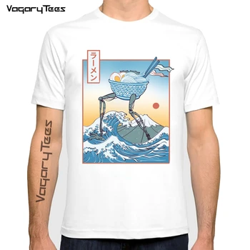 Summer Men Къс ръкав Boy Casual тениска Great Ramen off Fuji Under The Wave Lives a Delicious Monster Print T-Shirt